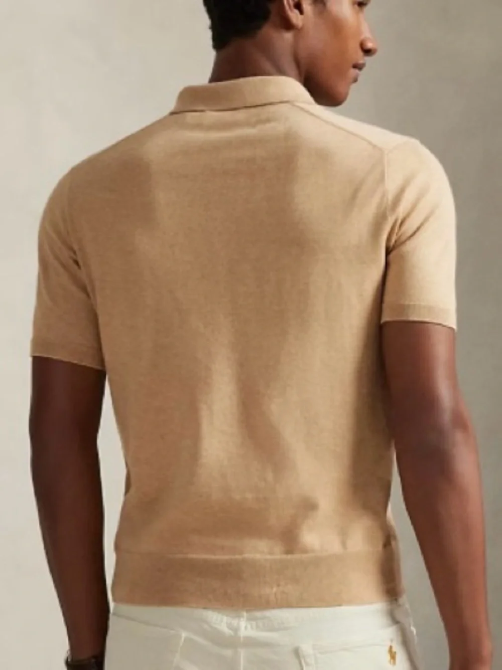 Polo by Ralph Lauren Tan Short-Sleeve Polo Sweater